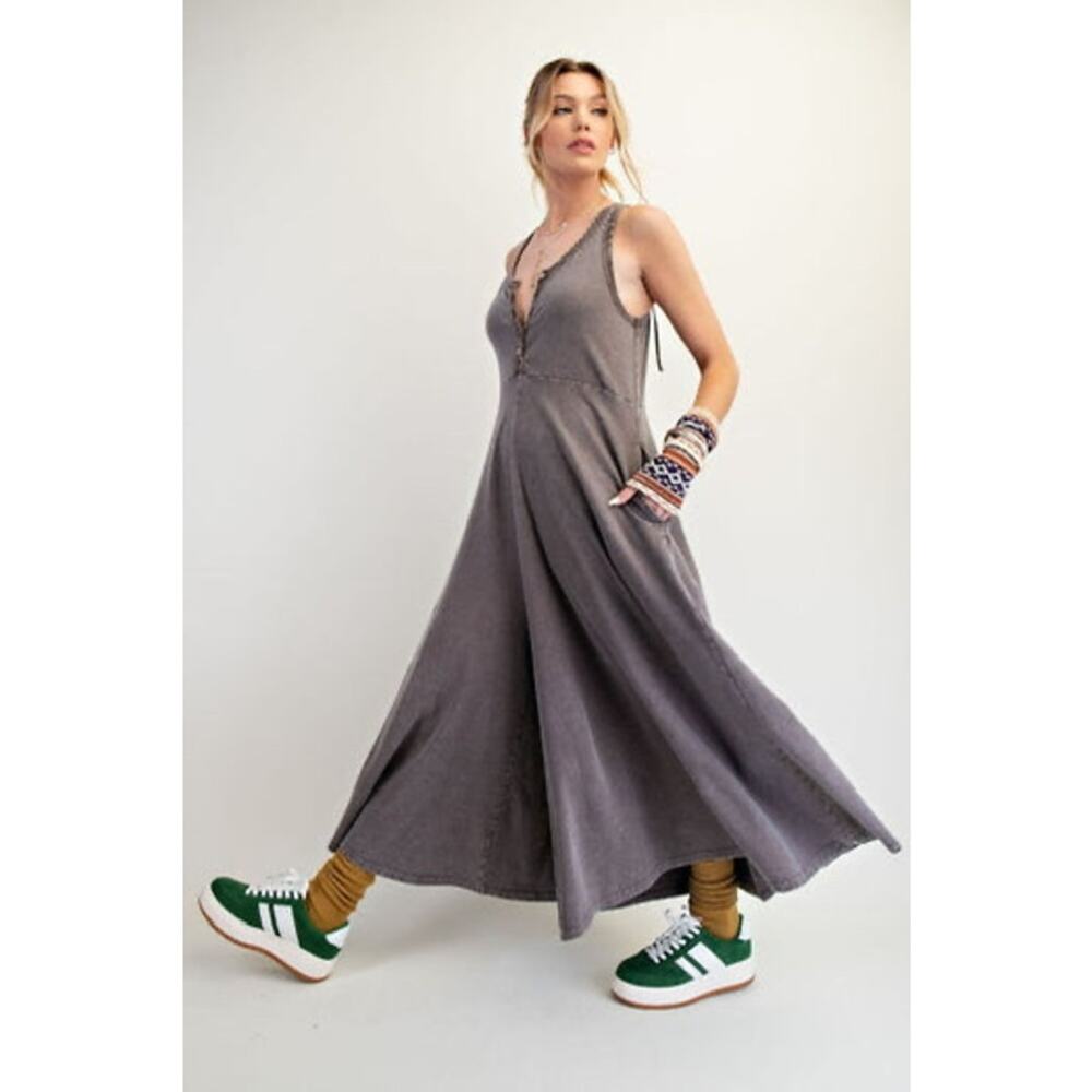 1A5***Easel Mineral washed Palazzo Leg Jumpsuit - Picture 2 of 4